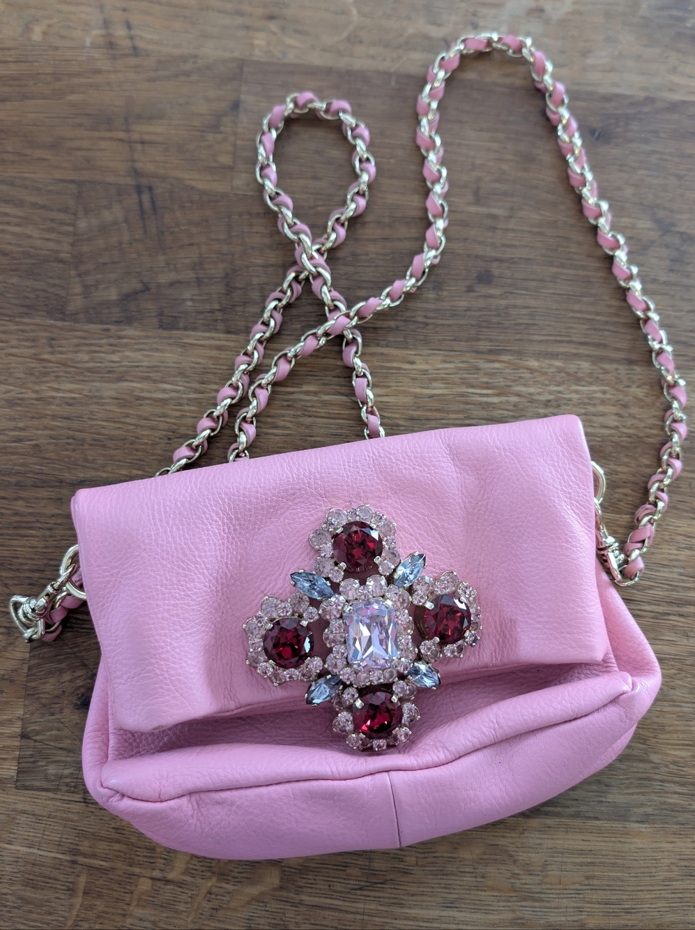 Juicy Couture Pink Embellished Leather Crossbody Bag